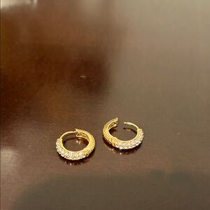 Diane Von Furstenberg Gold tone Huggie Hoop Earrings